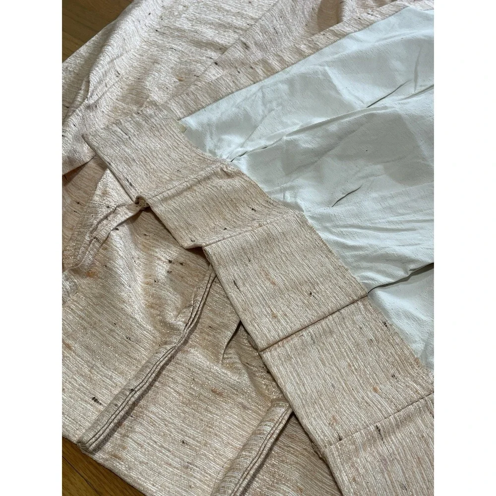 Vintage Tan Tweed Drapes 2 Curtain Panels‎ Pinch Pleat MCM 22 X 83 ea
